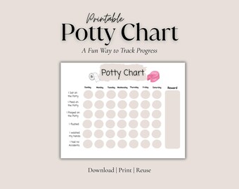Neutral Potty Training Chart Printable | Minimalist Toddler Sticker Reward Chart | Beige Potty Chart | Bathroom Routine Tracker