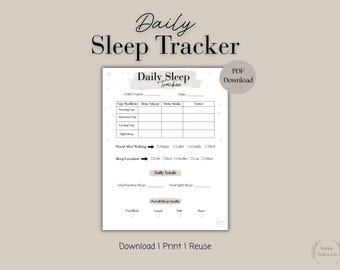 Baby Sleep Tracker Printable: Nanny & Toddler Sleep Log (PDF)
