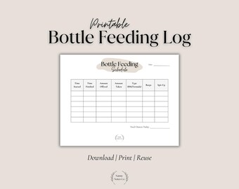 Bottle Feeding Log Printable | Baby Feeding Tracker | Newborn Feeding Schedule | Breastmilk & Formula Log | Daily Bottle Chart