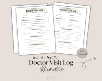 Printable Infant & Toddler Doctor Visit Logs | Appointment Tracker | Baby Health Record Log Bundle