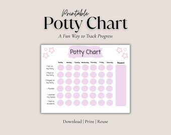 Pink Potty Training Chart Printable | Toddler Sticker Reward Chart | Girls Potty Chart with Stars | Bathroom Routine Tracker
