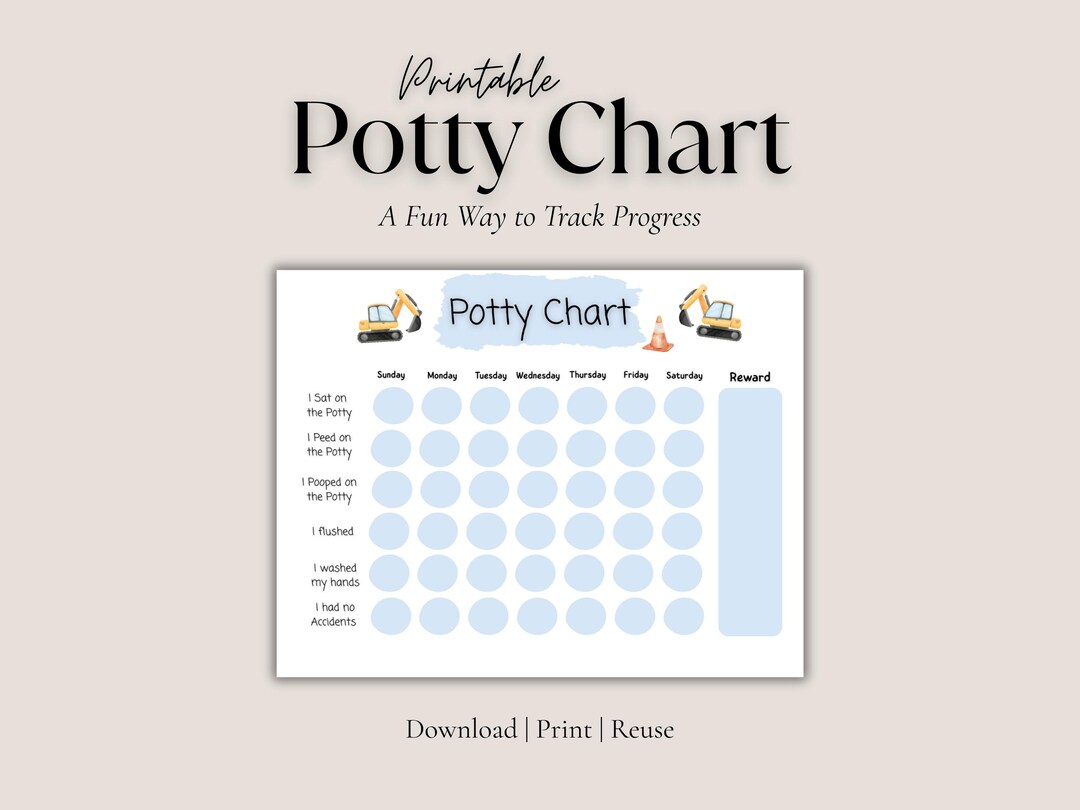 Construction Potty Training Chart Printable | Digger Truck Toddler ...