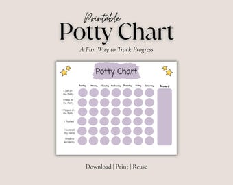 Printable Potty Chart for Toddlers | Purple Potty Training Reward Chart | Weekly Sticker Tracker | Kids Bathroom Routine Chart
