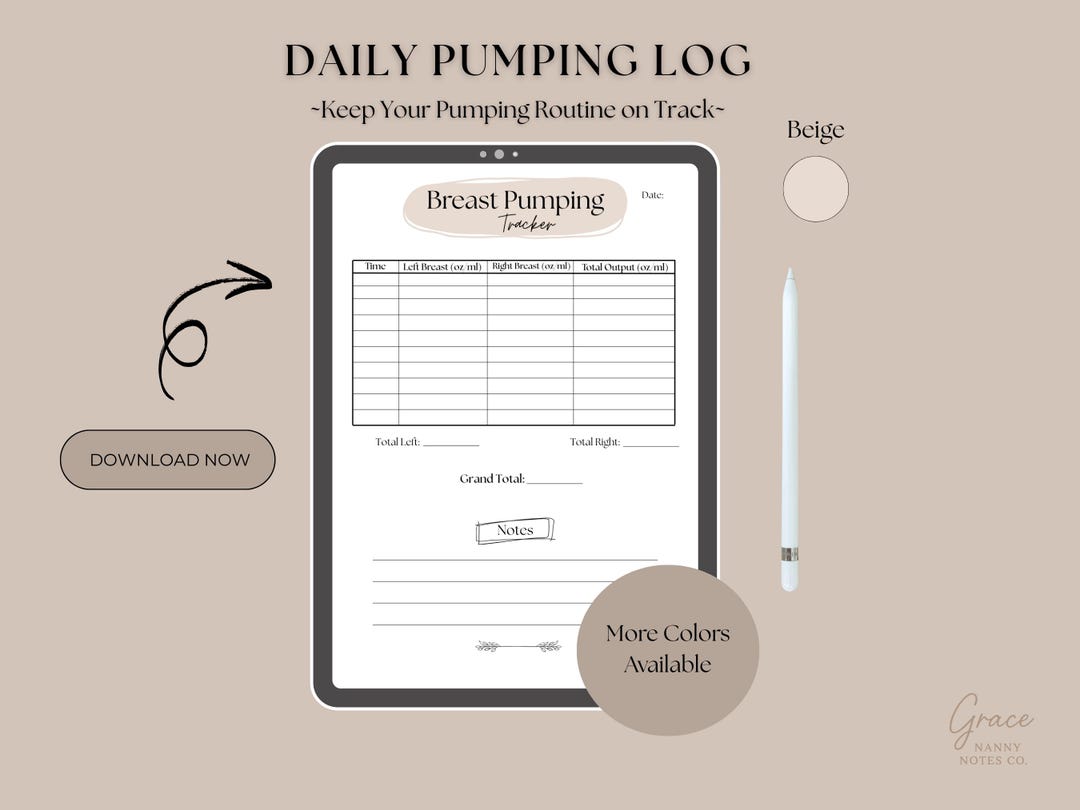 Printable Breast Pumping Tracker | Beige Minimalist Pump Log | Digital ...