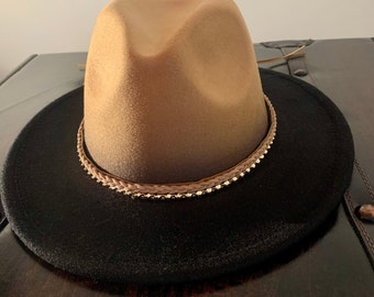 Ombre Wool Hat with Chain Brown main image 1