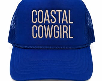 Coastal Cowgirl Embroidered Trucker Hat, Beach Snapback, Lightweight Cap for Summer, and Western Outfits