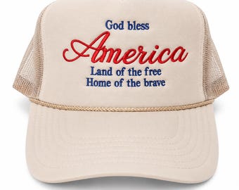 God Bless America Trucker Hat Patriotic Women Usa Gift 4th July Celebration Headwear American Flag Embroidered Snapback Mesh Baseball Cap