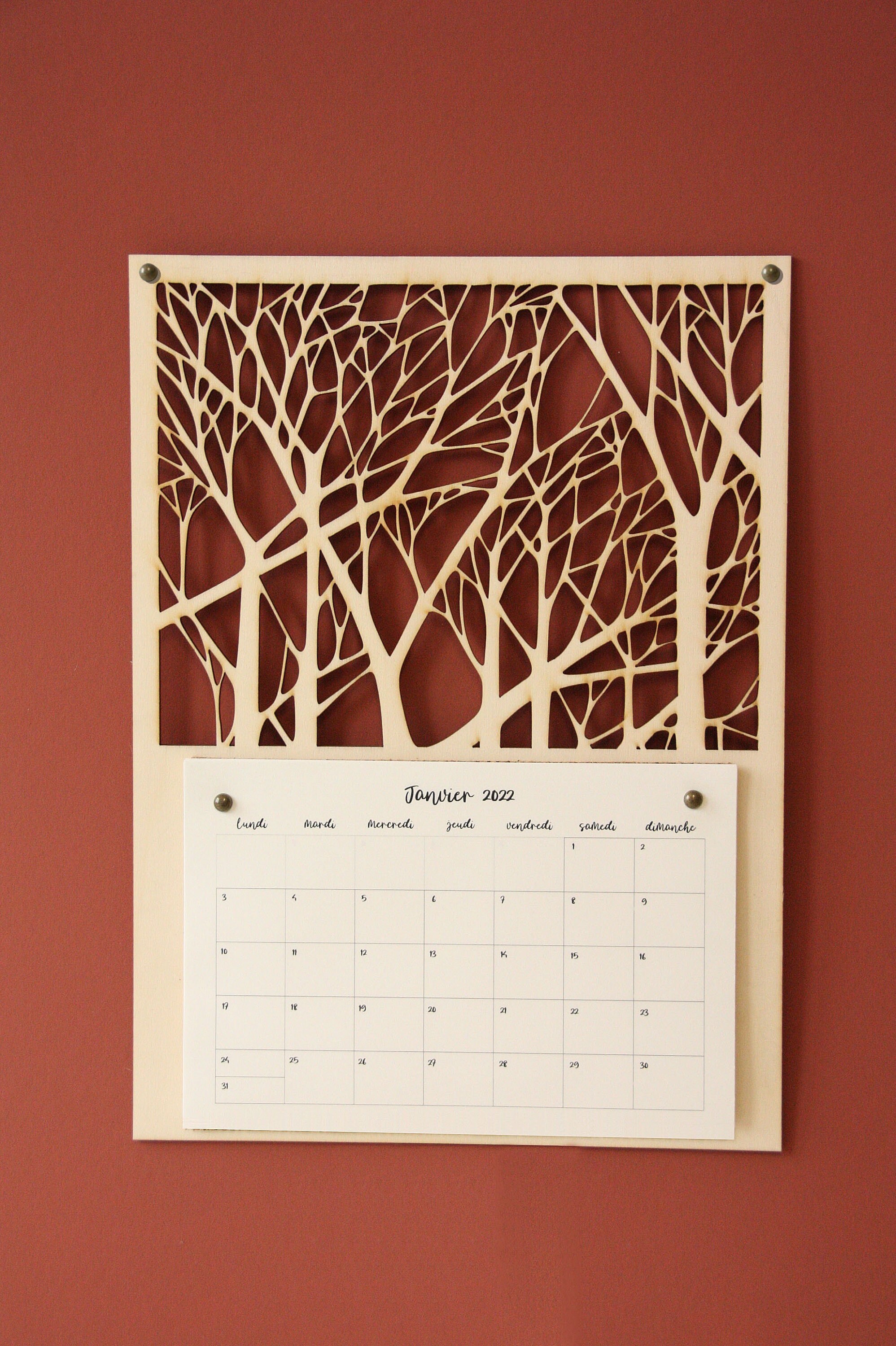 Calendrier en Bois, Calendrier 2022, Peuplier, Cadeau, Noël