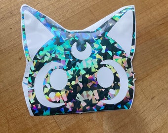 Luna Sailor Moon, Anime Laptop Sticker, Anime Car Decal, Bumper Sticker, Sailor Moon, Kawaii Sticker, Holographic Anime Sticker, Luna Eyes