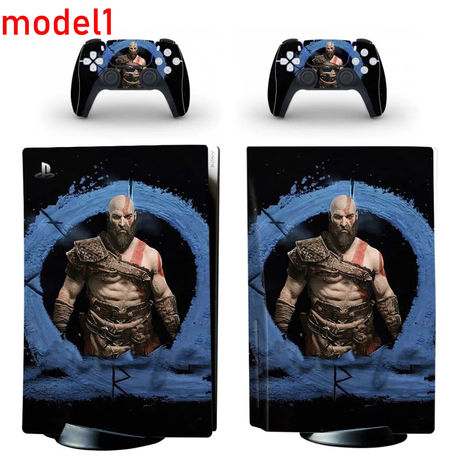 Black God of War PS5 Controller & Console Skin Kratos Ragnarok Playstation  5 Controller Wrap Custom PS5 Console Faceplate Skin 3M Vinyl 