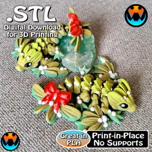 Mistletoe Tiny Wyvern and Dragon, Cinderwing3D, STL file for 3D Printing, STL Print Files, Articulating Flexi Wiggle Pet, Print in Place