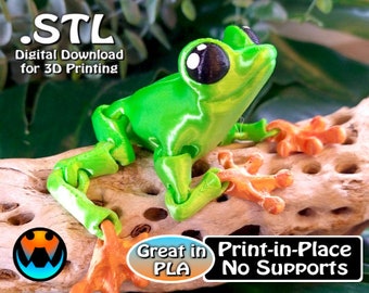 Cinder Frog STL Print Files, Articulating Flexi Wiggle Pet, Print