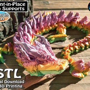 Woodland Dragon STL Print Files, Articulating Flexi Wiggle Pet, Print in Place