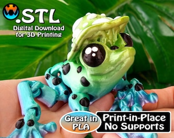 Pilz Frosch STL Druckdateien, Artikulieren Flexi Wiggle Haustier, Print in Place