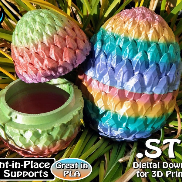 Dragonscale Egg STL Print Files, Print in Place, Easter Egg, Mystery Egg, Digital STL File Download