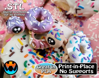 Donurtle, Donut Turtle, STL Print Files, Articulating Flexi Wiggle Pet, Print in Place