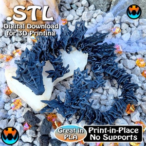 Wicked Dragon STL Print Files, Flexi Wiggle Pet, Print in Place