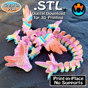 Axolotl Dragon, Cinderwing3D, STL file for 3D Printing, STL Print Files, Articulating Flexi Wiggle Pet, Print in Place