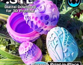 Butterfly Egg STL Print Files, Print in Place, Easter Egg, Mystery Egg, Digital STL File Download