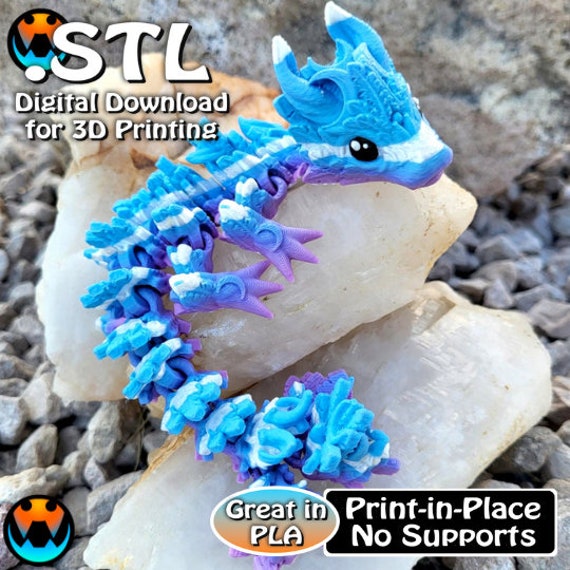 3D file Crystal Dragon, Articulating Flexi Wiggle Pet, Print in