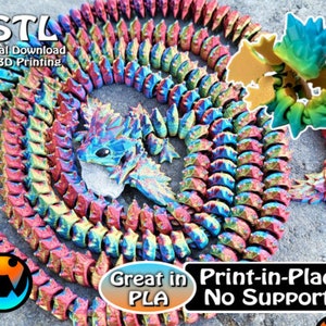 Tiny Crystal Dragon, Cinderwing3D, STL file for 3D Printing, STL Print Files, Articulating Flexi Wiggle Pet, Print in Place