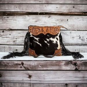 Myra Bag Western Cowhide Crossbody Purse - Leather Fringe Cross Body Bag