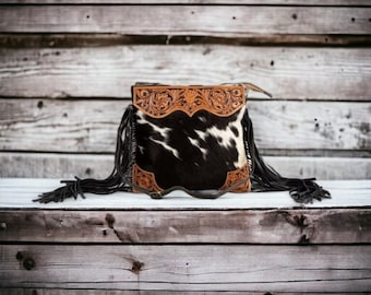 Myra Bag Western Cowhide Crossbody Purse - Leather Fringe Cross Body Bag