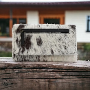 Cartera Western Cartera de piel de vaca Cartera plegable Myra - TONOS NEGROS