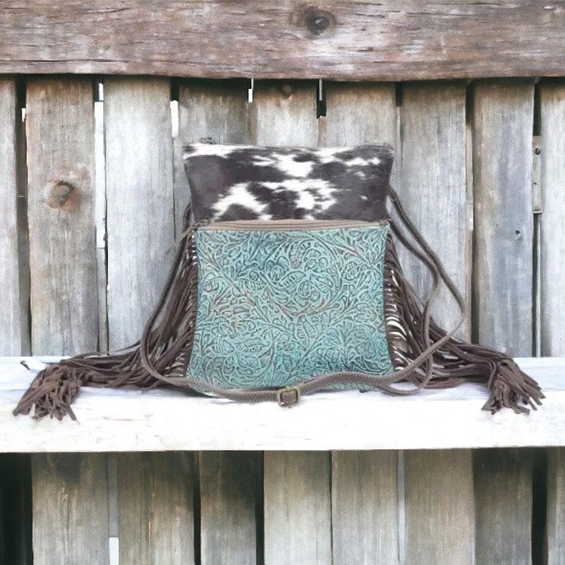 Myra Bag Liminal Cowhide Shoulder Bag – Upcycled Leather & Canvas, Leopard Print, Adjustable Strap (Multicolor) - View #10