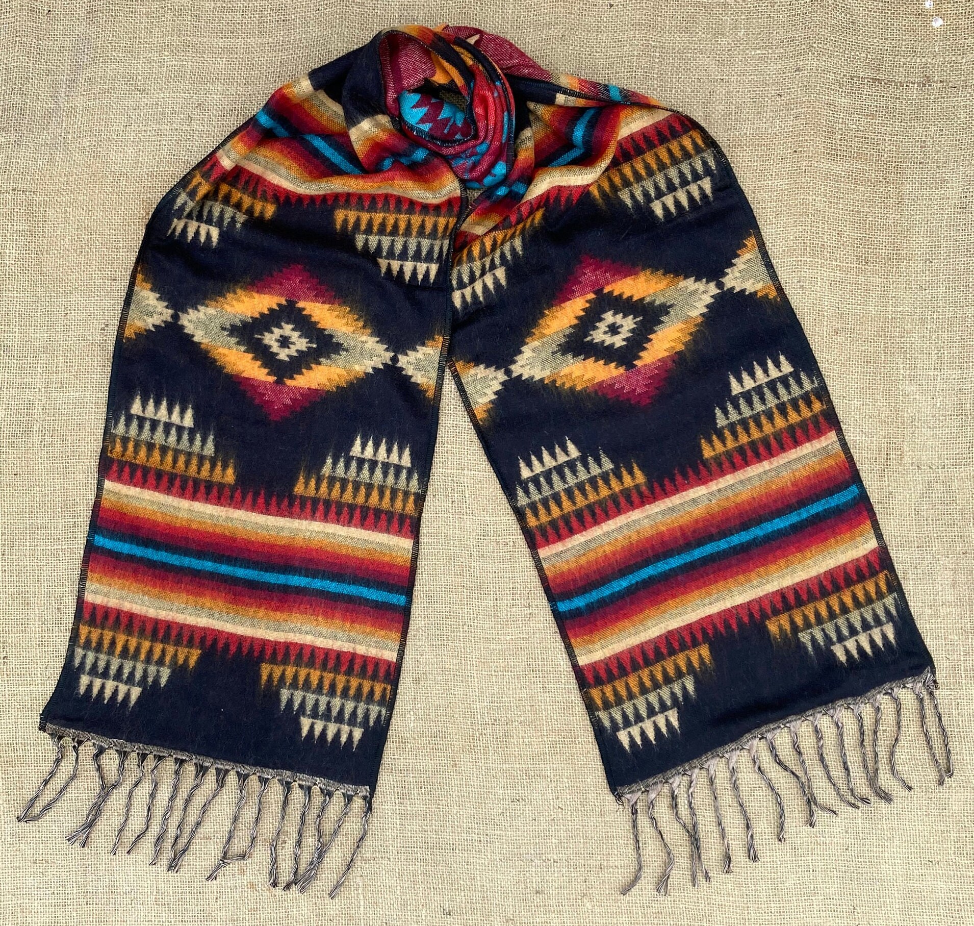 French Silk Scarf Native American Indians Traditional Costumes