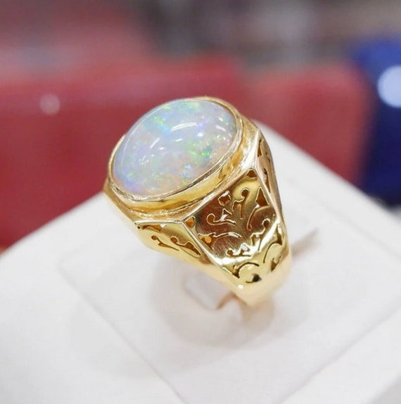 Buy 12 Ct Natural Australian Fire Opal Ring Great Luster With Certified Men's  Ring, Men's Jewelry Online in India - Etsy