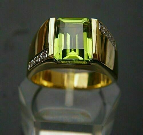 RYLOS Mens Rings Yellow Gold Plated Silver Rings Classic Designer Style  8X6MM Gemstone & Genuine Diamond Ring Peridot August Birthstone Rings For  Men, Men's Rings, Silver Rings, Size 8,9,10,11,12,13 - Walmart.com