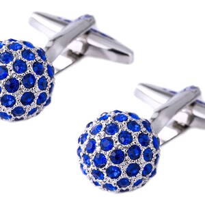 SAPPHIRE CUFFLINKS - Silver Men’s Cufflinks - Stainless Steel Suit shirt Cufflinks | Wedding Groomsmen Cufflinks Mens Gift