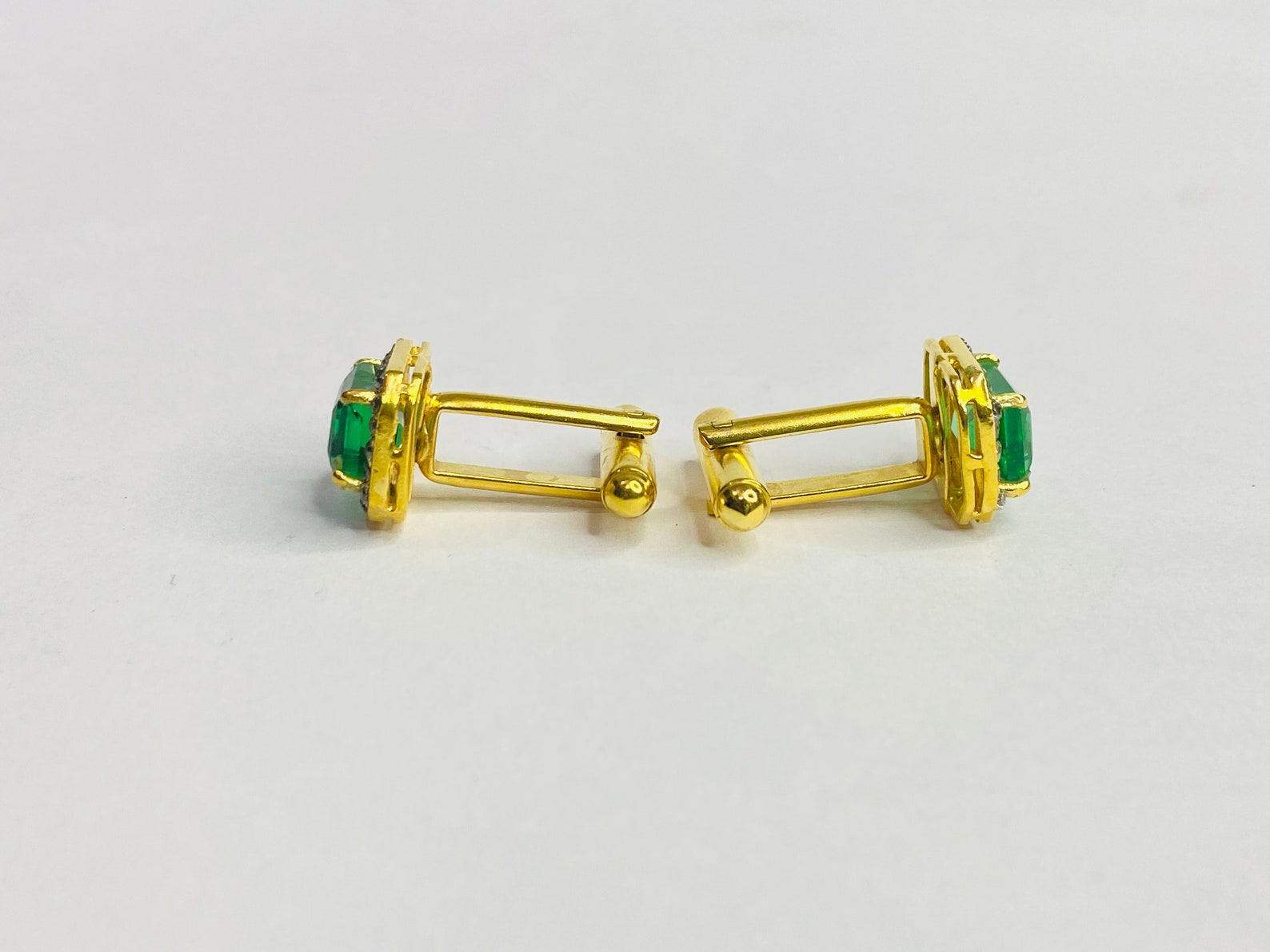 Emerald Cufflink Emerald Gold Cufflink's Natural Emerald Etsy