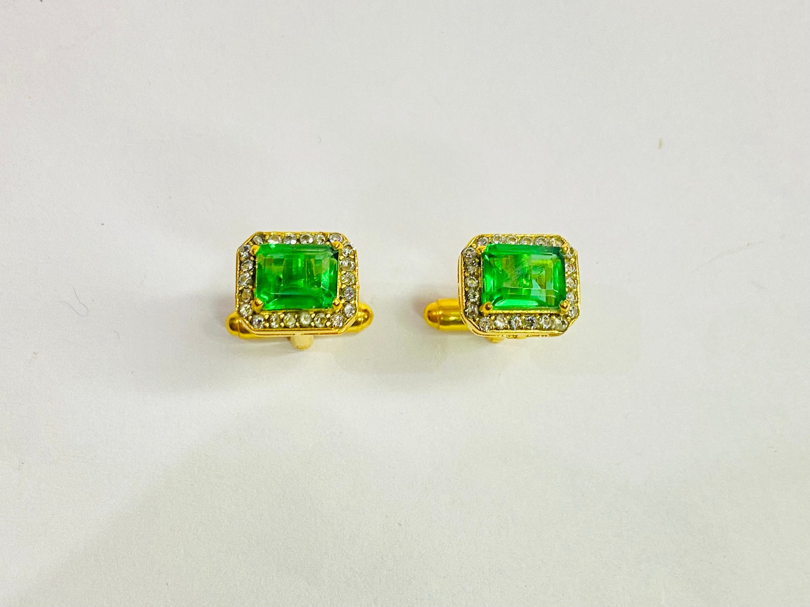 Emerald Cufflink Emerald Gold Cufflink's Natural Emerald Etsy