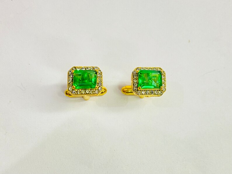 Emerald Cufflink Emerald Gold Cufflink's Natural Emerald Etsy