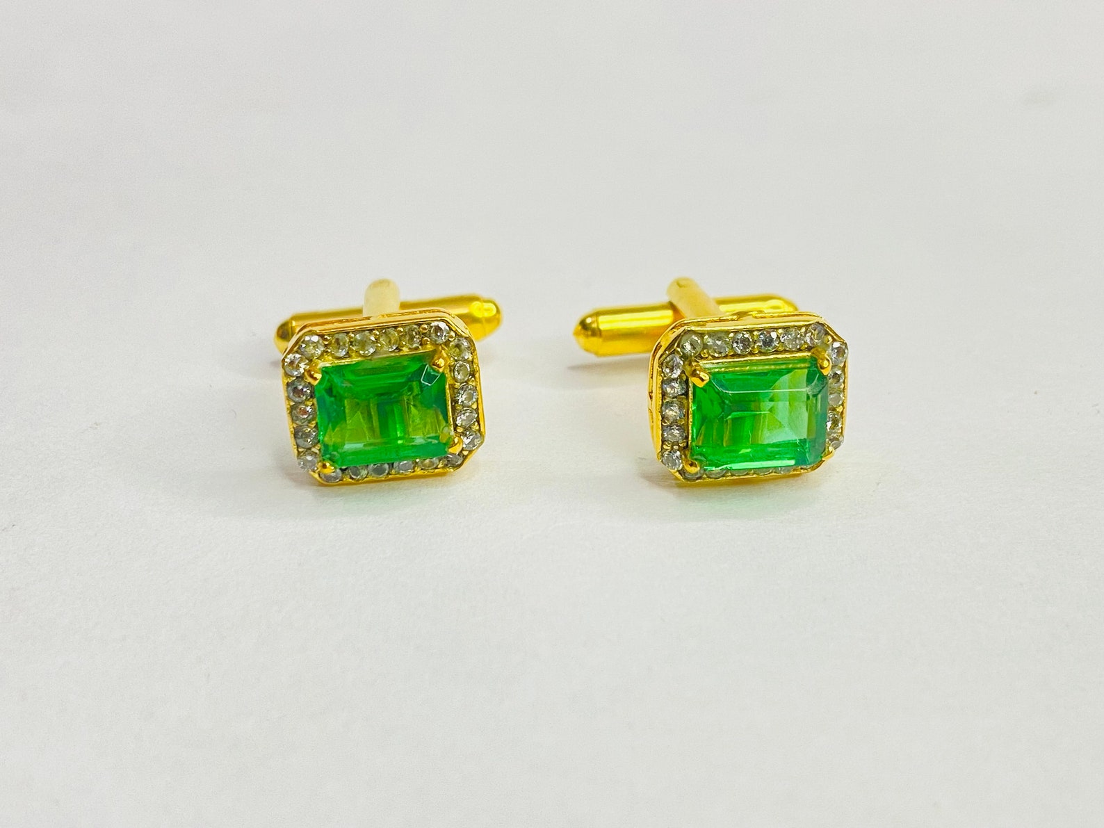 Emerald Cufflink Emerald Gold Cufflink's Natural Emerald Etsy