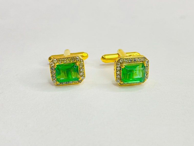 Emerald Cufflink Emerald Gold Cufflink's Natural Emerald Etsy