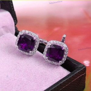 Silver Purple Cufflinks/ Amethyst Crystal Stone Gemstone Cufflinks/Handmade Crystal Mens, Groomsmen Wedding Initial Suit Shirt Cufflinks