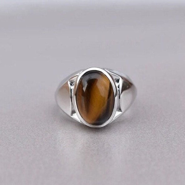 Amazon.com: Tiger Eye Stone Ring 925 Sterling Silver Statement Ring For  Women Handmade Rings Gemstone Christmas Promise Ring Size US 9 Gift For Her  : Handmade Products