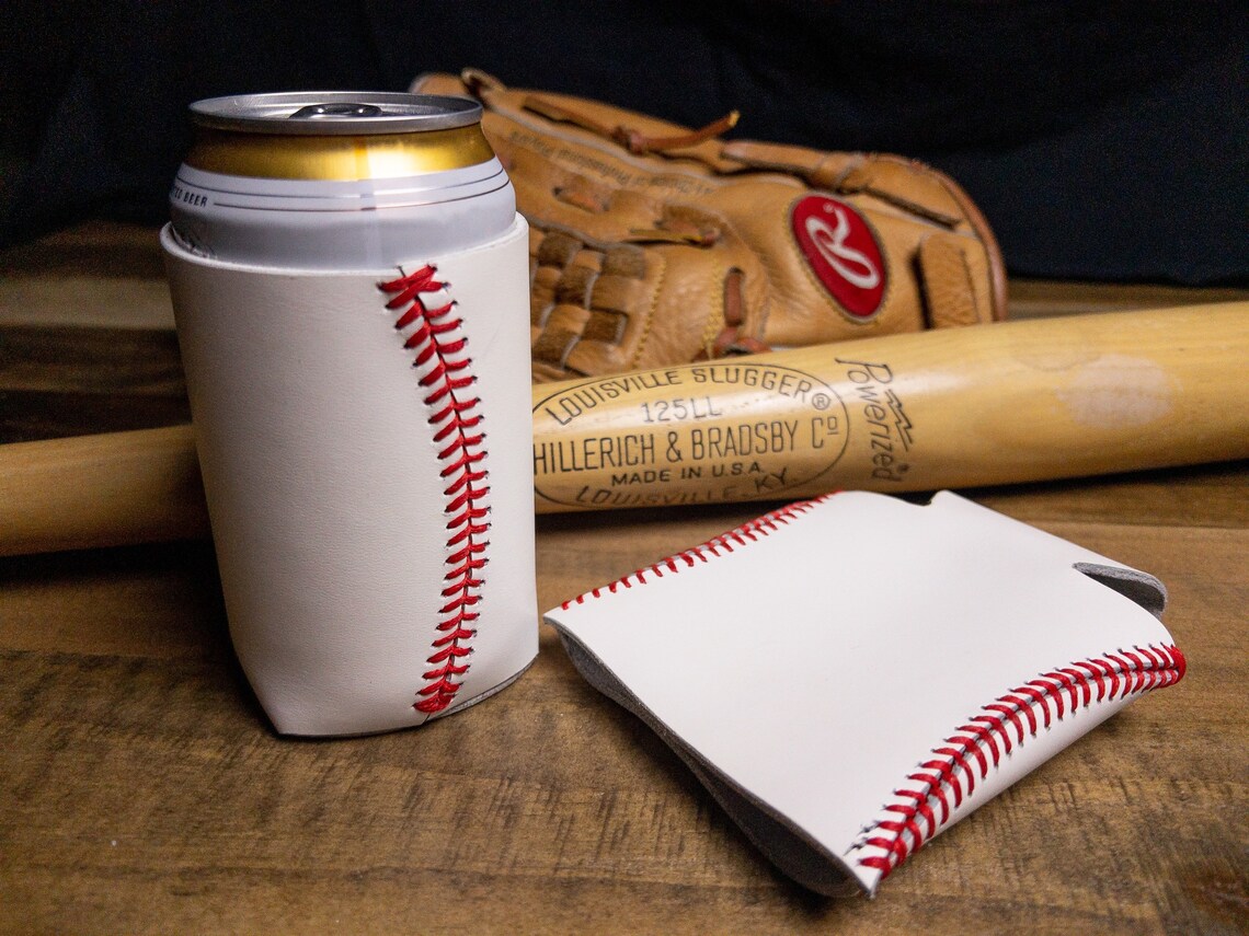 Baseball Leather Koozie Beer Koozie Soda Koozie Handmade Etsy