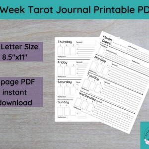 1 Week Daily Tarot Journal Printable PDF
