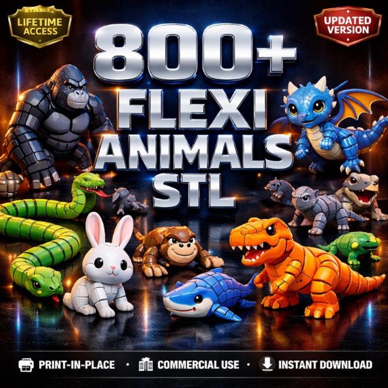 1000+ Flexi Animals STL Bundle | Articulated Animal 3D Print Files