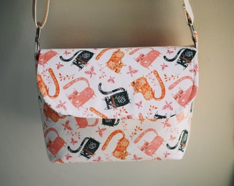 Handmade Cute Spring-Time Cat Crossbody Purse