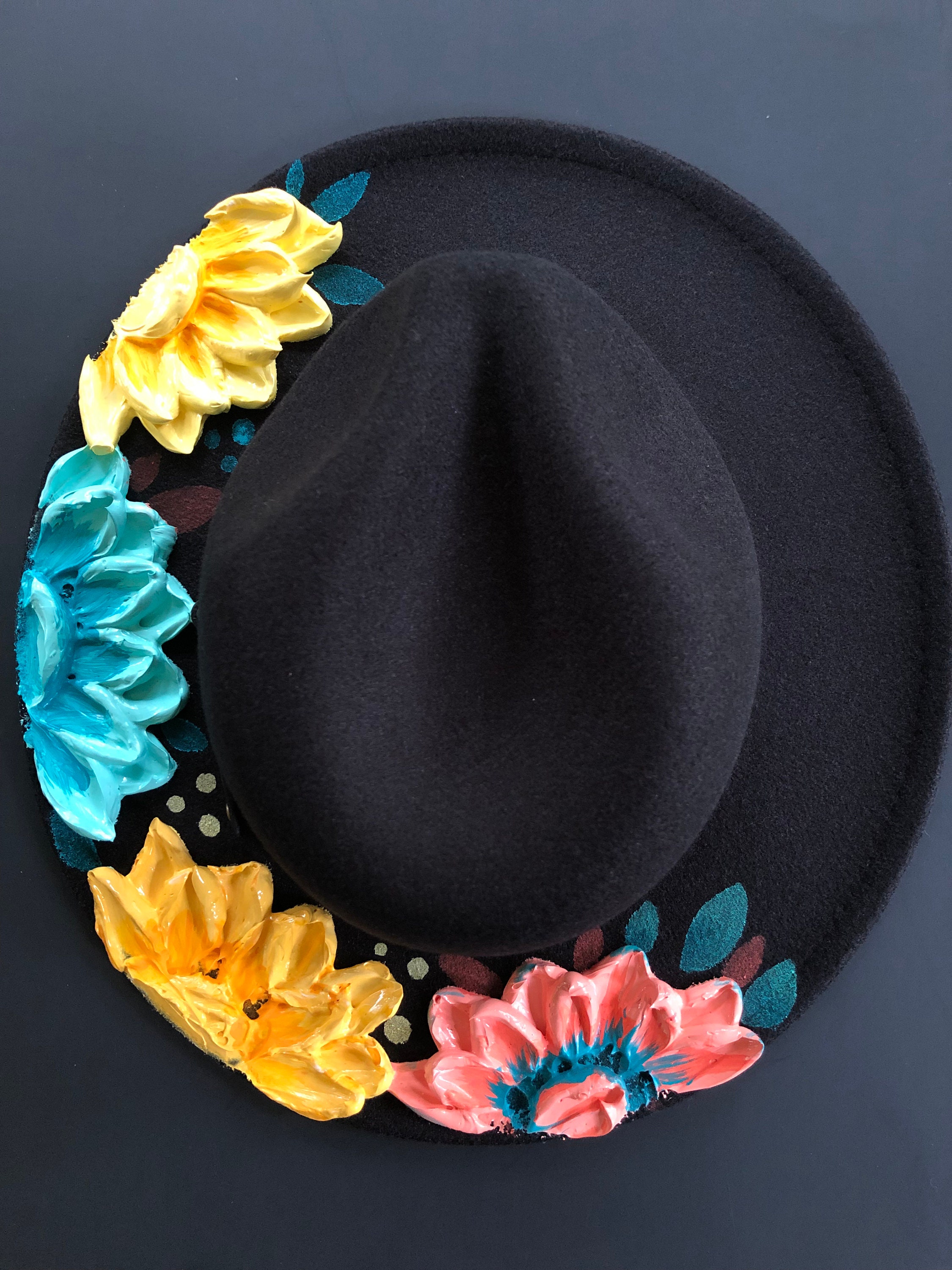 Painted Wide Brim Hat. Painted Brim Hat 