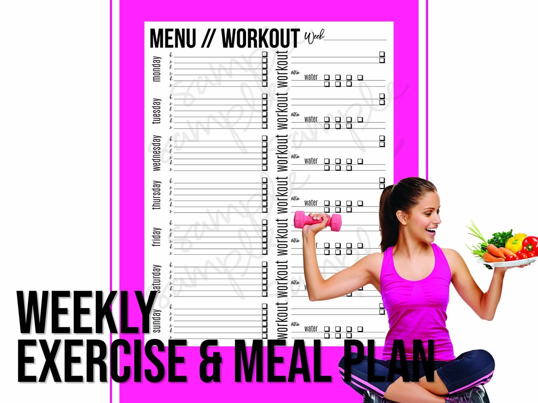 Exercise & Menu Plan Printable - Etsy