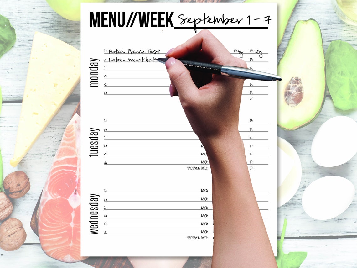 Macro Weekly Meal Plan Printable - Etsy