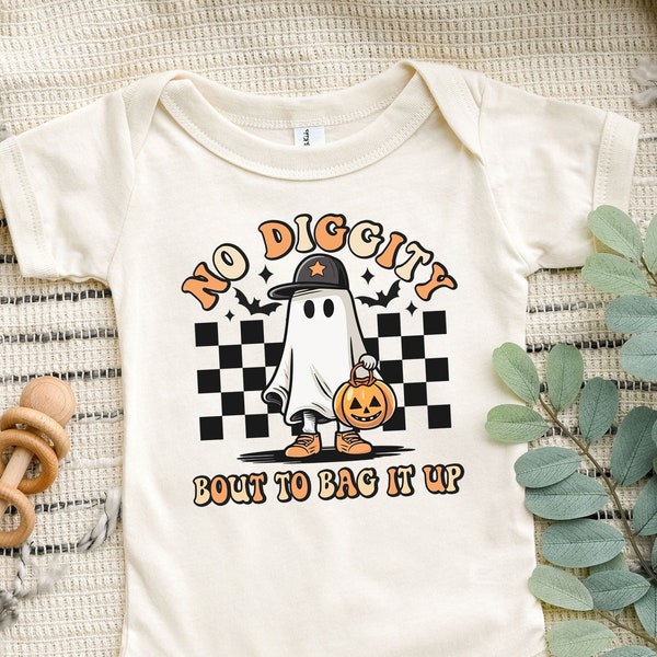 No Diggity Bout to Bag It Up, Halloween Baby Onesie®, Retro Ghost Onesie®, Toddler Youth Halloween Shirt, Retro Halloween Ghost Kids Shirt