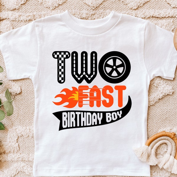 Two Fast Birthday Boy Shirt, 2 Year Old Shirt, Boys Race Car Shirt, 2nd Birthday Toddler Shirt, Second Birthday Kids Shirt, Racing T-Shirt