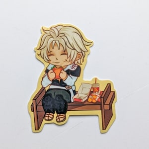 FF14 Thancred Waters chibi fast food burger matte vinyl sticker